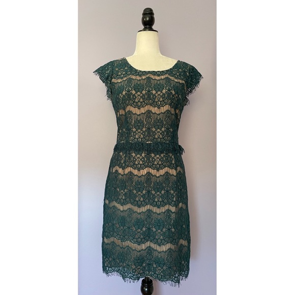 Anthropologie Maeve Elsa green lace peplum dress - Picture 4 of 4